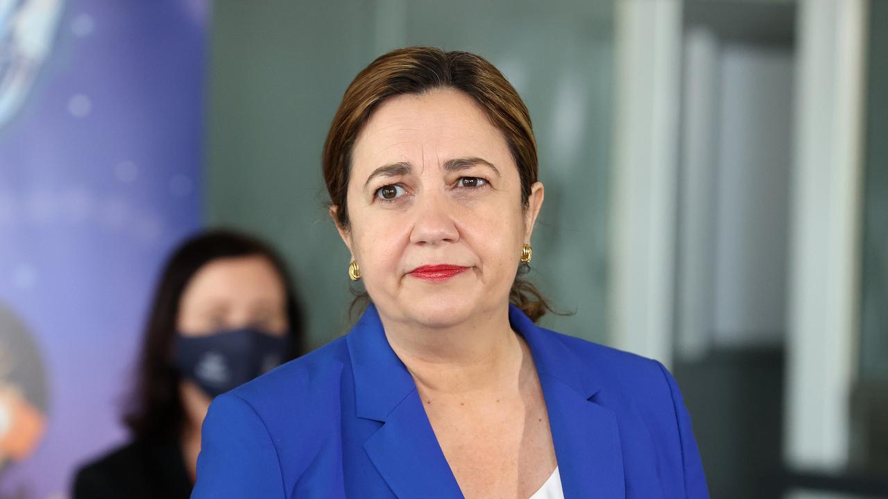 Premier Annastacia Palaszczuk, Brisbane Convention and Exhibition Centre Vaccination Hub, South Brisbane. Picture: Liam Kidston