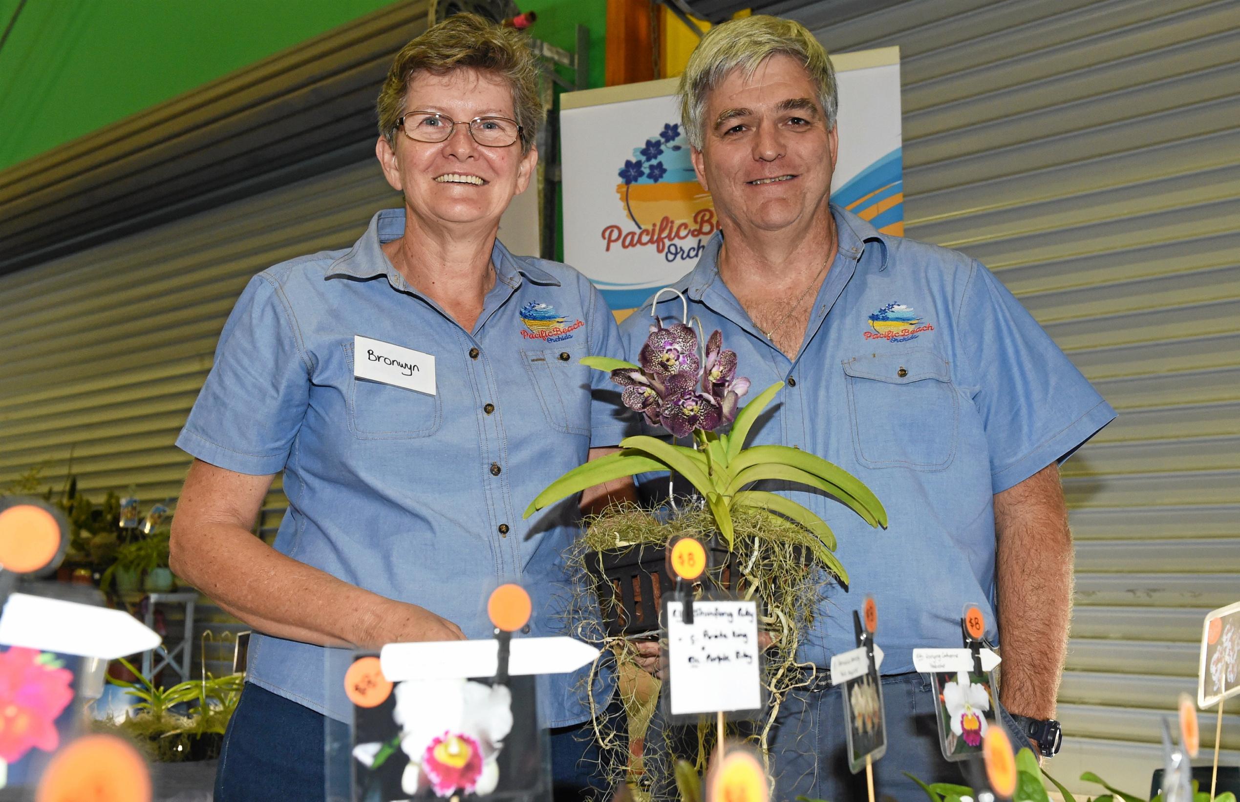 Hervey Bay Spring Orchid & Garden Spectacular - Bronwyn and Rick Emmerson from Pacific Beach Orchids. Picture: Cody Fox