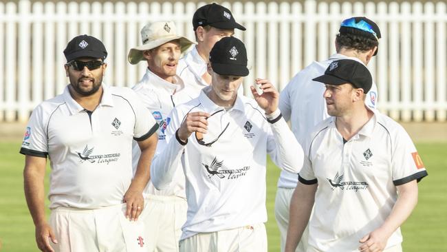 Jason Hughes walking of the pitch with teammates at Pratten Park, Ashfeld. Picture: Jenny Evans