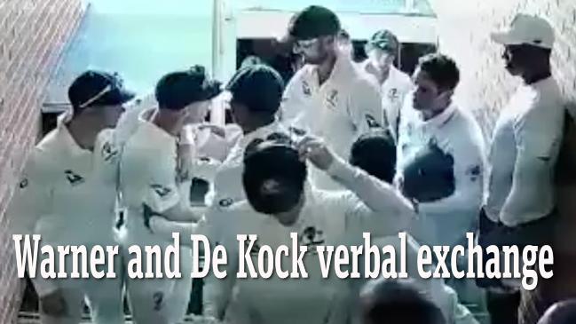 Warner and De Kock in heated exchange