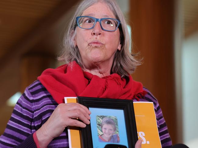 CANBERRA, AUSTRALIA - NewsWire Photos JULY 27th, 2022: Speaking at TWU press conference, Jasmine Payget who lost her son Rian, 6 years old back in 2004, at Parliament House in Canberra.Picture: NCA NewsWire / Gary Ramage