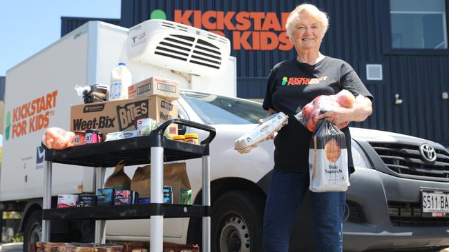 Kickstart for Kids volunteer Rosalie Hancock, 84, with her food delivery van. Picture: Dean Martin