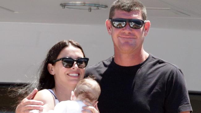 James and Erica Packer on their boat in Sydney Harbour celebrating New Year's Eve 2012.