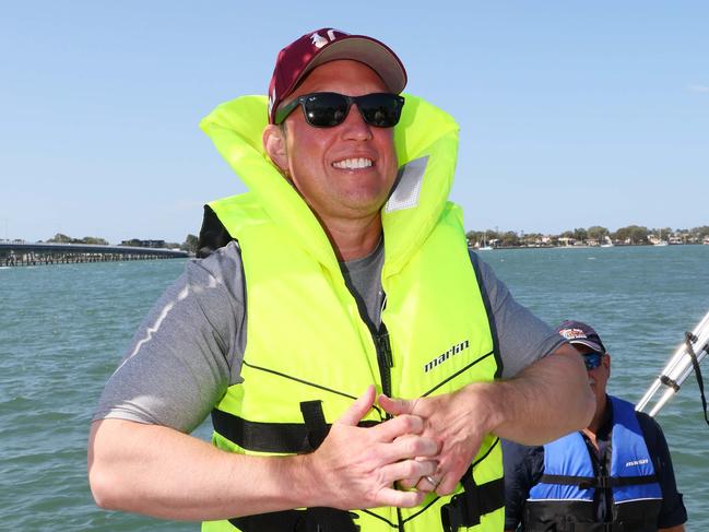 Sandstone Point, October 6 2024. Queensland Premier Steven Miles during a visit to Sandstone Point in Moreton Bay. Picture: Tertius Pickard