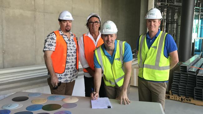 Jarrod Donkin and Gordon Kean, proprietors of AquaLuna Restaurant, and Daniel Leipnik and Andrew Preston, owners and co-founders of the Cairns Aquarium.