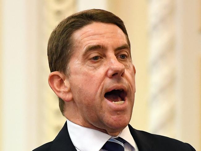 Queensland Minister for Minister for State Development, Manufacturing, Infrastructure and Planning Cameron Dick is seen during Question Time at Parliament House in Brisbane, Tuesday, October 22, 2019. (AAP Image/Dan Peled) NO ARCHIVING