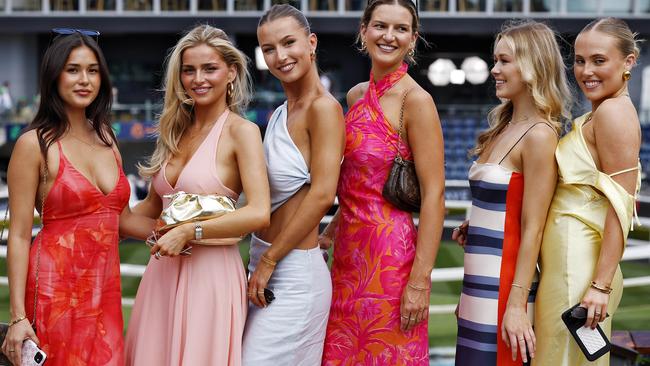 DAILY TELEGRAPH - 19.10.24Everest Stakes day at Royal Randwick.  L to R, Leah Gocher, Emma McGargill (0413301409), Arabella Hambour, Adriana Farrac, Ella Johnston and Louise Lander. Picture: Sam Ruttyn