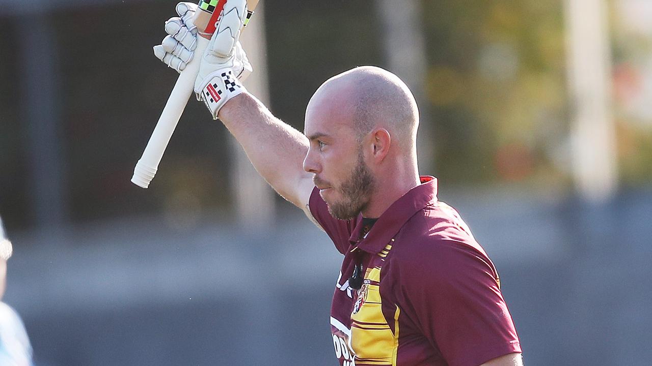 Chris Lynn 100 during JLT Cup cricket match between NSW and Queensland at Drummoyne Oval. picture. Phil Hillyard