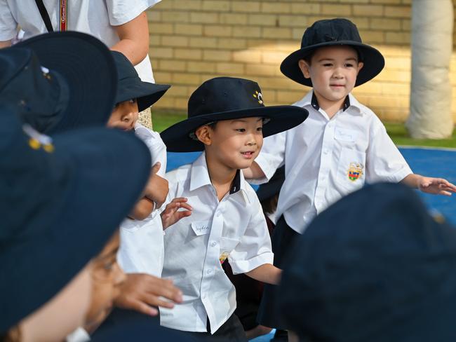 Girton Grammar Bendigo preps Yanting Berry and Jayden Shin on their first day of school. Picture: Supplied.