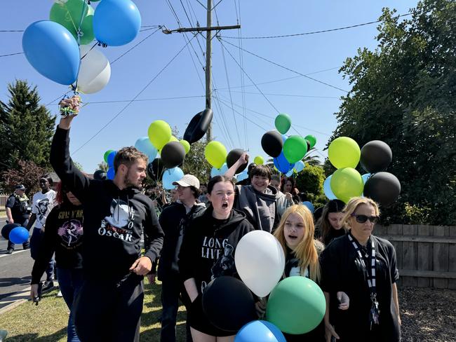 The crowd chants ‘stop knives, save lives’. Picture: Regan Hodge