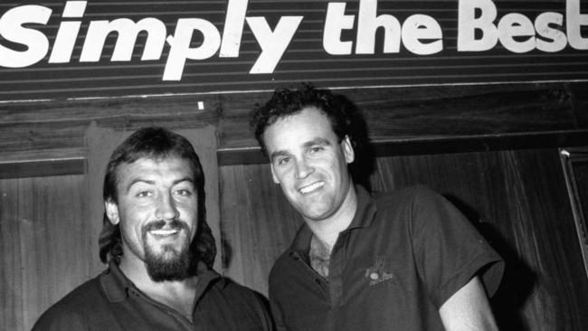 Norwood’s Gary McIntosh with Michael Aish, pictured in 1990, both stayed in the SANFL.