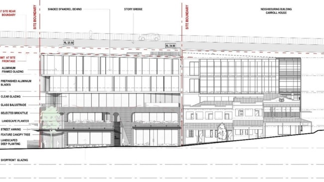 The proposed development under the Story Bridge deck level.