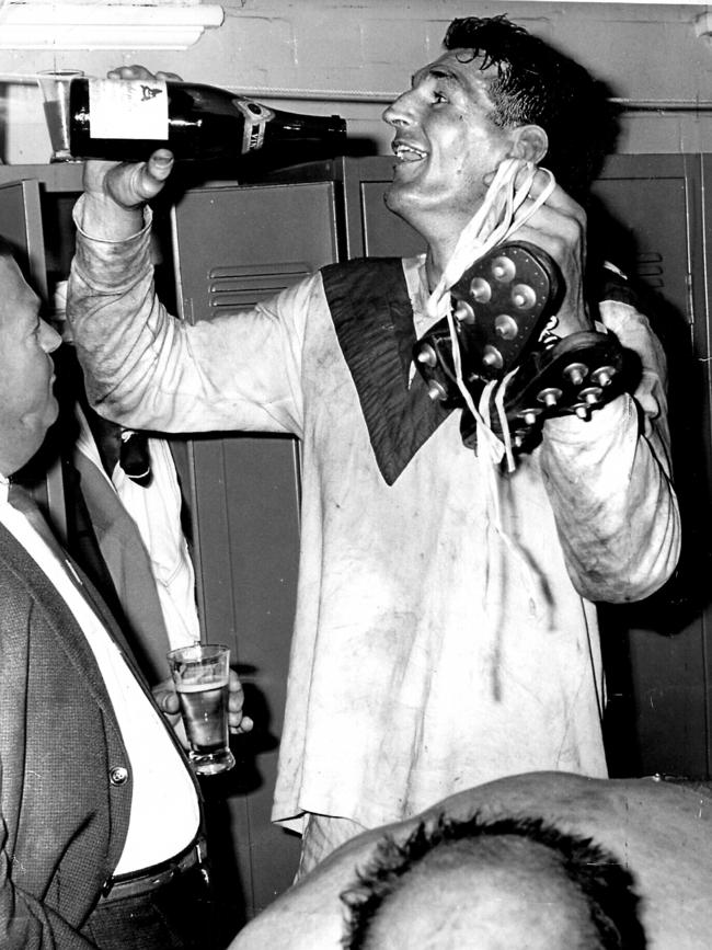 Provan celebrates the 1965 premiership win. Picture: Supplied