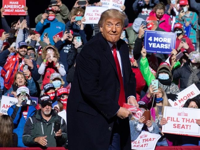 A reinvigorated Donald Trump is back in front of his supporters. Picture: AFP