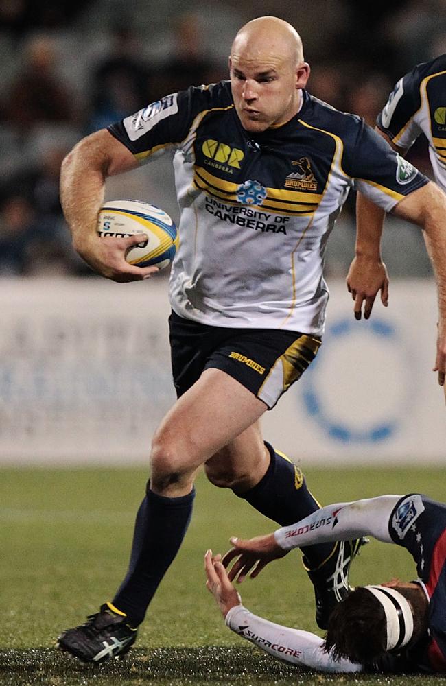 Stephen Moore on the charge for the Brumbies.