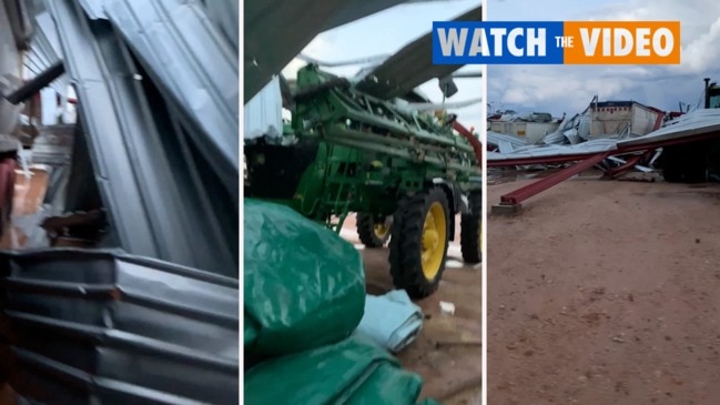 War zone after tornado slams into work shed