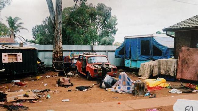 A yard full of waste at the Parafield Gardens home known as the ?House of Horrors?.