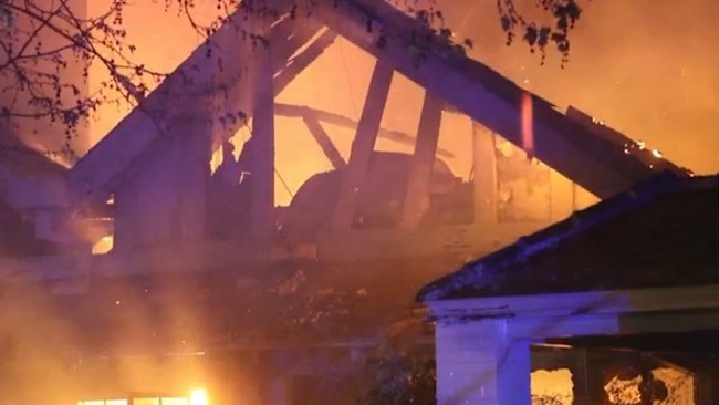 The seven-bedroom waterfront mansion was destroyed in the fire. Picture: 9News