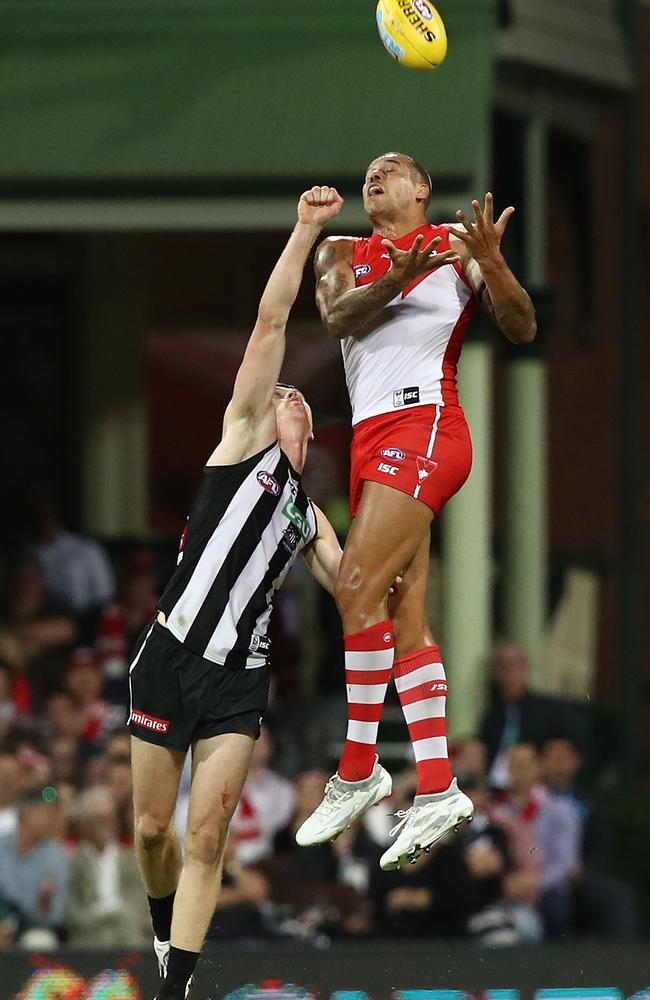 Lance Franklin went goalless after a tough night in his 250th game. Picture: Getty Images