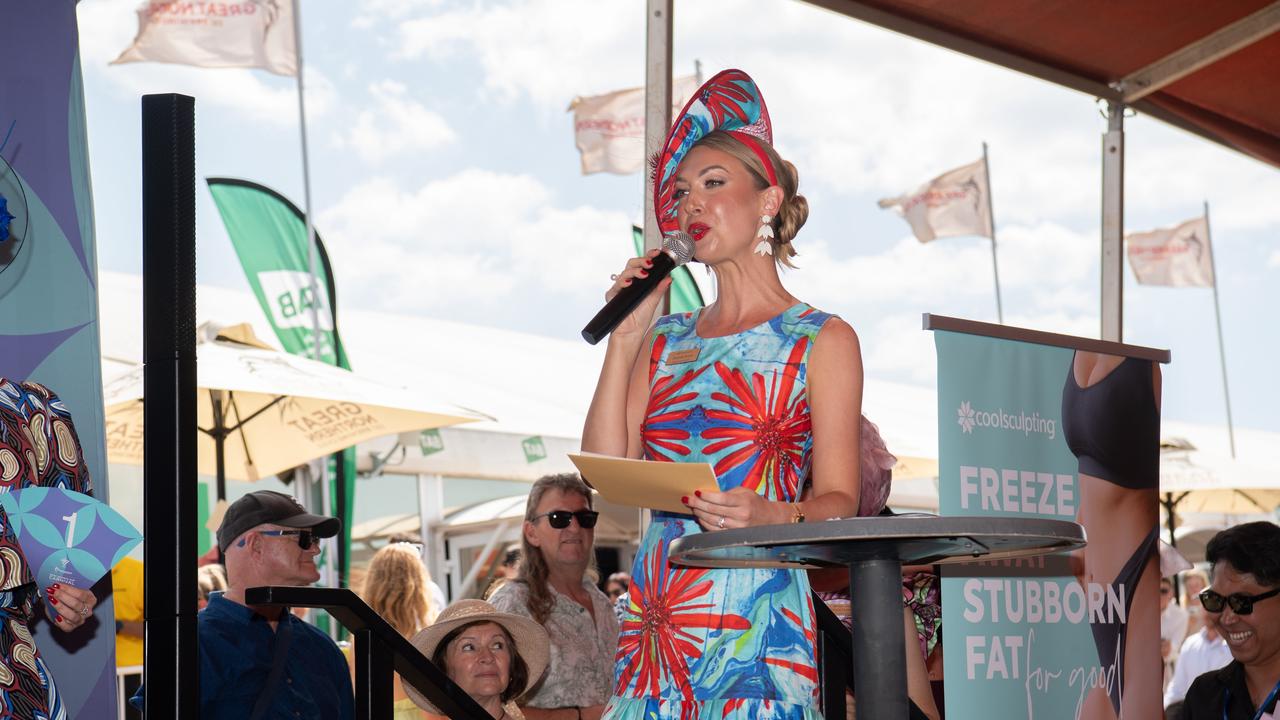 Amanda Jarrett at the 2024 Darwin Cup Carnival Fashions on Field. Picture: Pema Tamang Pakhrin