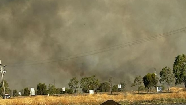 Residents were ordered to evacuate as the bushfire threatened the Queensland border town of Dirranbandi. Picture: Ergon Energy Network