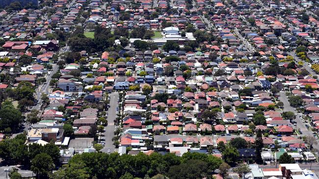 An aerial view of houses in Macot in Sydney. Picture: Mick Tsikas/AAP Image