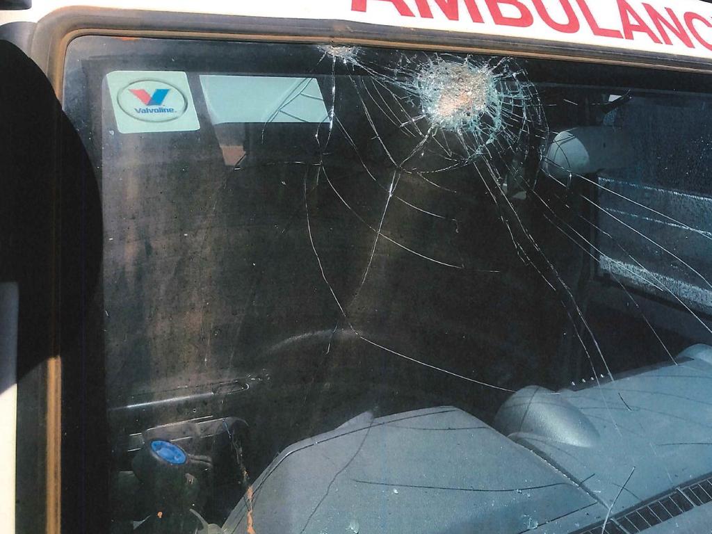 The damaged ambulance. Picture: Courts NT