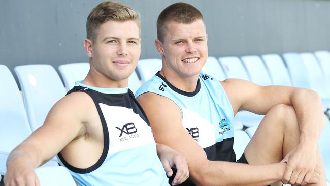 Jayden Brailey (R) has left the Sharks, opening the door for a bigger role for younger brother Blayke. Picture: Mark Kolbe/Getty Images