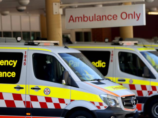 SYDNEY, AUSTRALIA - NewsWire Photos SEPTEMBER 23, 2021: Ambulances pictured at Liverpool Hospital. Sydney's Liverpool Hospital has had dozens test positive for COVID-19 in a new outbreak with contact tracing underway across six separate wards.Picture: NCA NewsWire / Damian Shaw