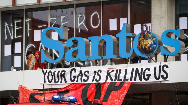 Gas giant Santos has been the target of protest and court action over its ESG claims. Picture Matt Turner.