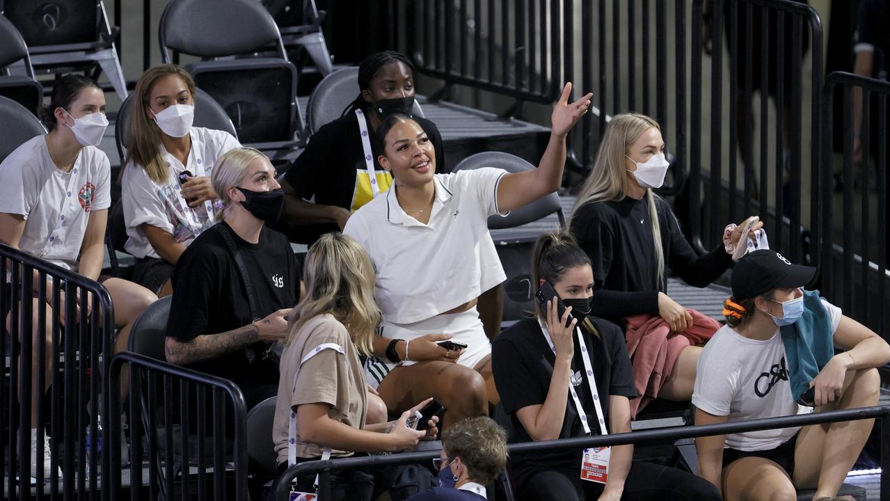 Liz Cambage watches the Boomers in Las Vegas, Nevada. Picture: Ethan Miller/Getty Images