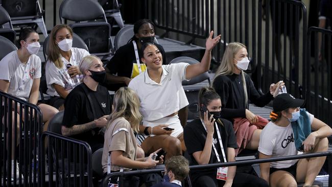 Liz Cambage watches the Boomers in Las Vegas, Nevada. Picture: Ethan Miller/Getty Images