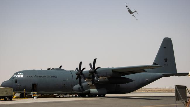 Two Royal Australian Air Force C-17A Globemaster III aircraft have arrived at Australia’s base in the United Arab Emirates. Picture: Australian Defence Force