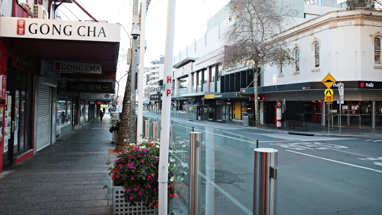 Empty Burwood in Sydney which is an LGA of concern despite few Covid cases. Picture: Adam Yip