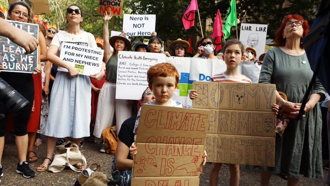 Climate protesters in Sydney’s CBD. Picture: Matrix