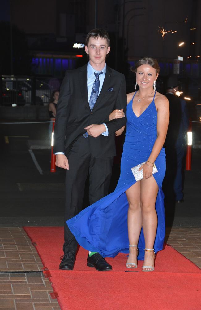 Toowoomba school formals. At the 2023 St Ursula's College formal is graduate Zarcody Sims with her partner Deacon Hohn. Picture: Rhylea Millar