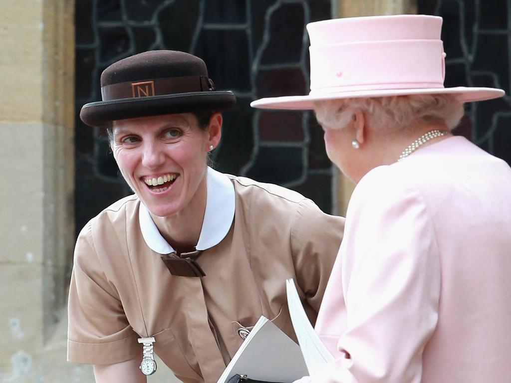 Maria in uniform chatting to the Queen. Picture: Chris Jackson/Getty Images