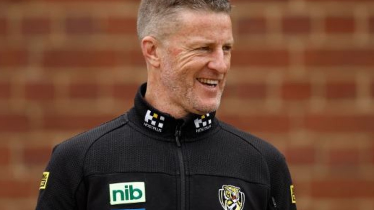 The Hostplus logo can been seen on the collar of outgoing Richmond AFL coach Damien Hardwick last season as Hostplus is a platinum partner of Richmond.