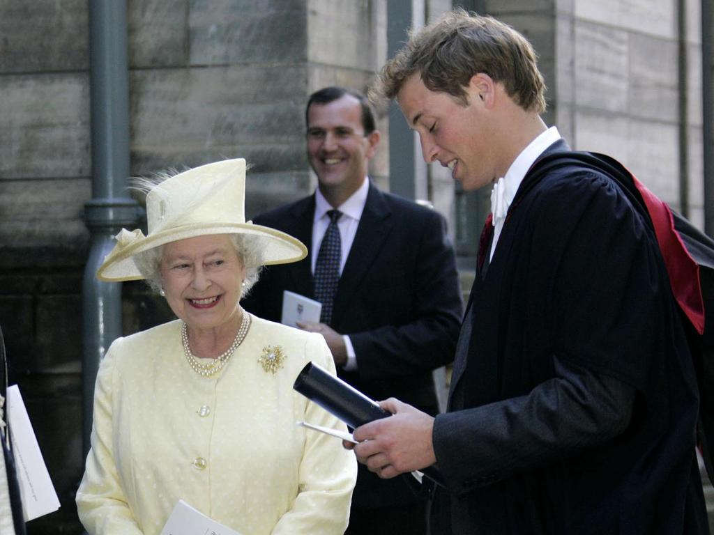 Prince William, at his graduation, looked to Queen Elizabeth II for advice during his youth. Picture: AP