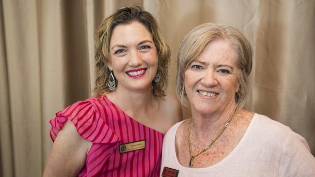 Susie Jeude (left) and Meryl Etwell at the International Women's Day lunch hosted by Zonta Club of Toowoomba at Picnic Point, Friday, March 3, 2023. Picture: Kevin Farmer