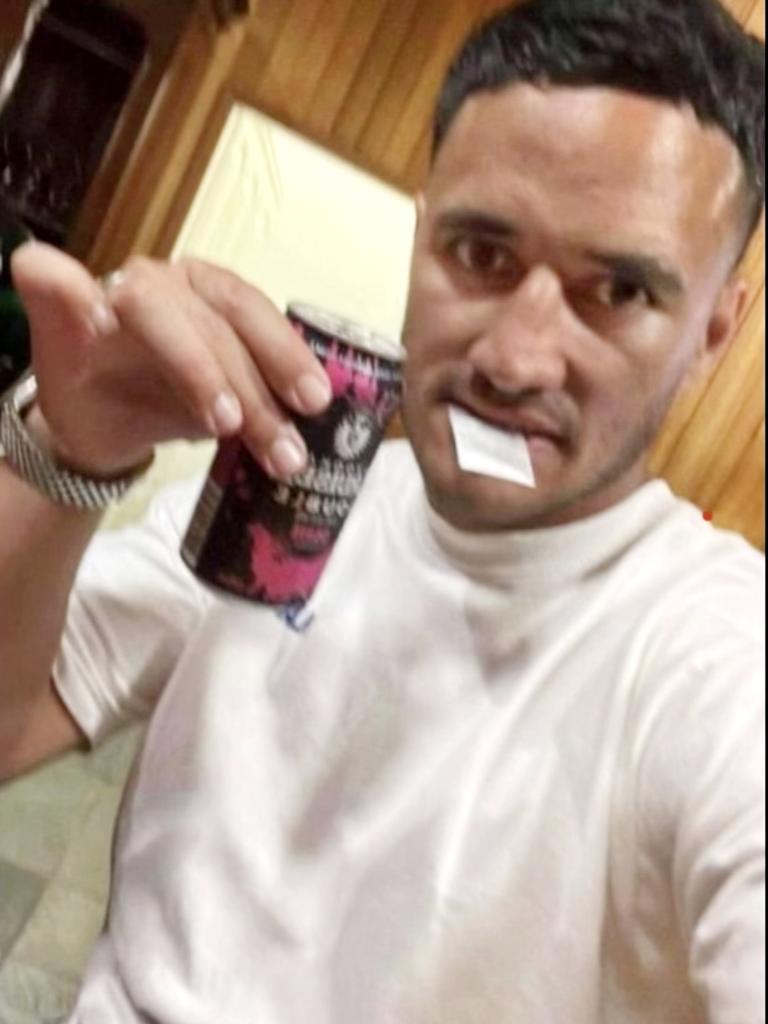 Valentine Holmes’ Instagram post with what appears to be a bag of white powder in his mouth.