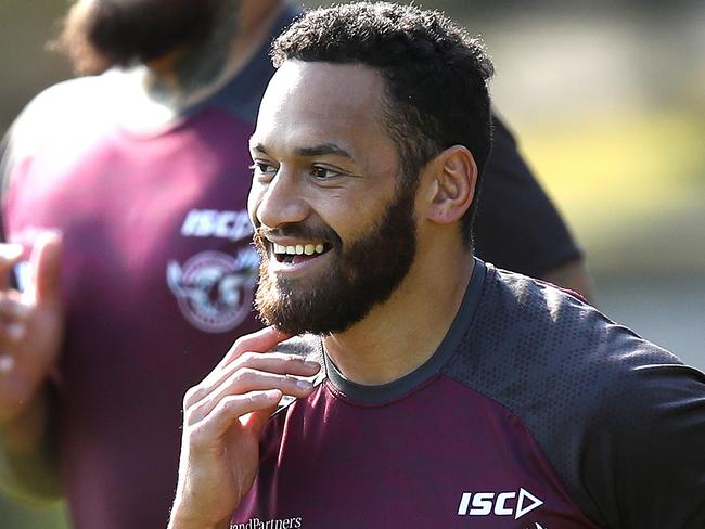 Apisai Koroisau during a Manly Sea Eagles training session at Narrabeen. Picture. Phil Hillyard