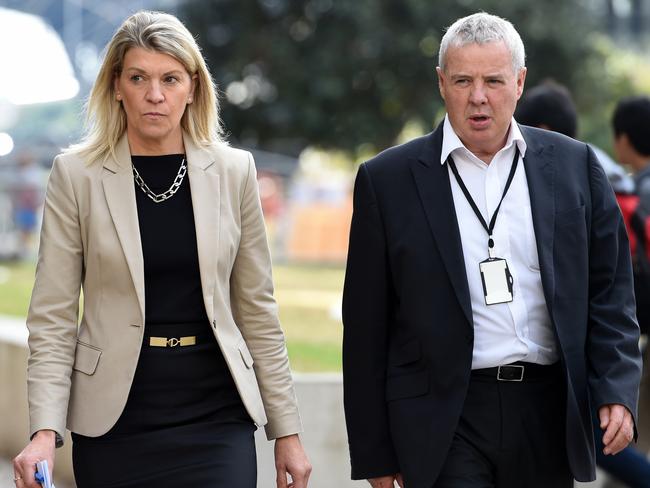 Kitty Chiller, who didn’t seek reappointment for 2020, and media director Mike Tancred. Picture: AAP