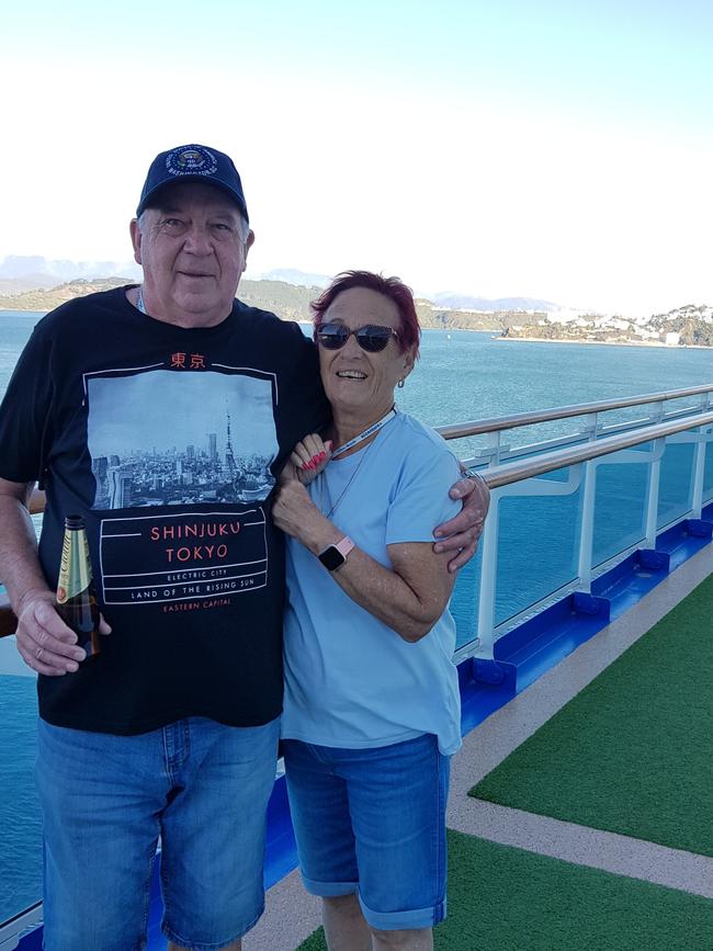 Leon Sharp and partner Ursula Steinberger on the Ruby Princess. They also fell ill.