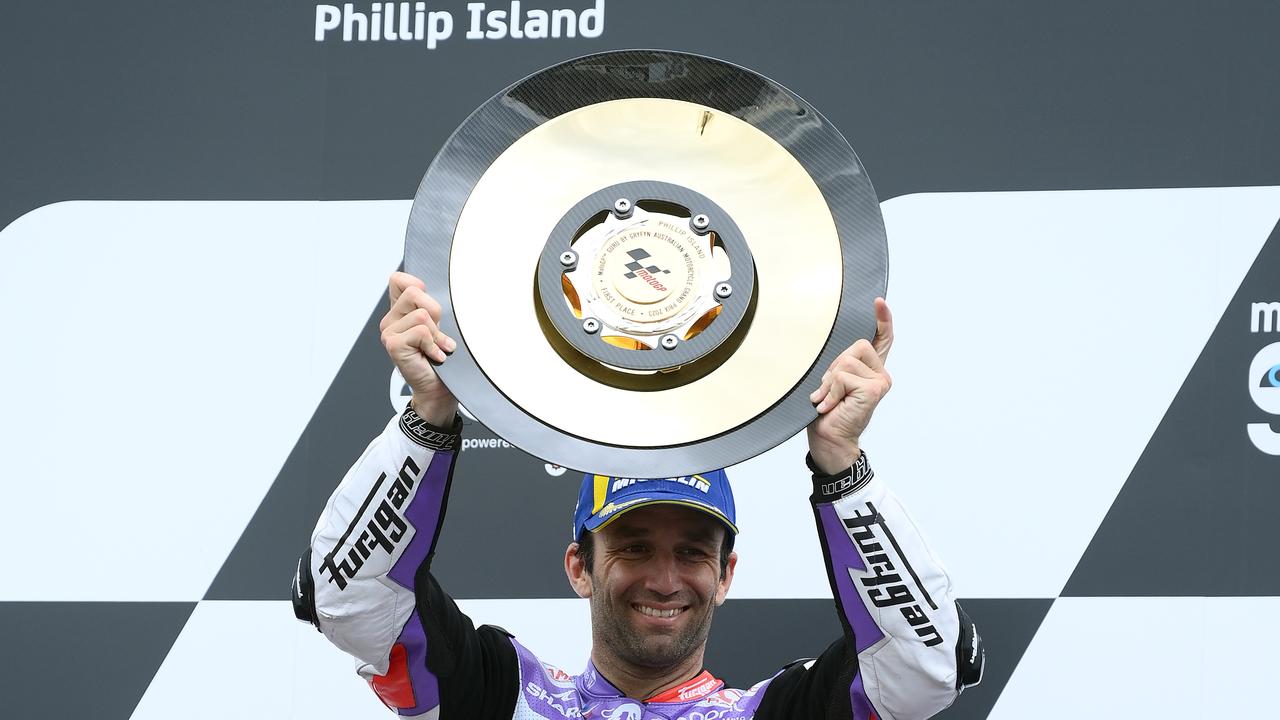 After so many near-misses, Zarco finally got his hands on a winner’s trophy last year in Australia. (Photo by Quinn Rooney/Getty Images)