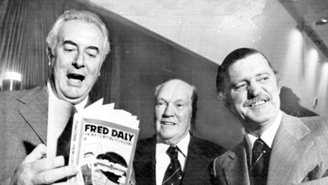 Gough Whitlam, Fred Daly and Jim Killen at lauch of Daly’s book, From Curtin To Kerr, in 1977.