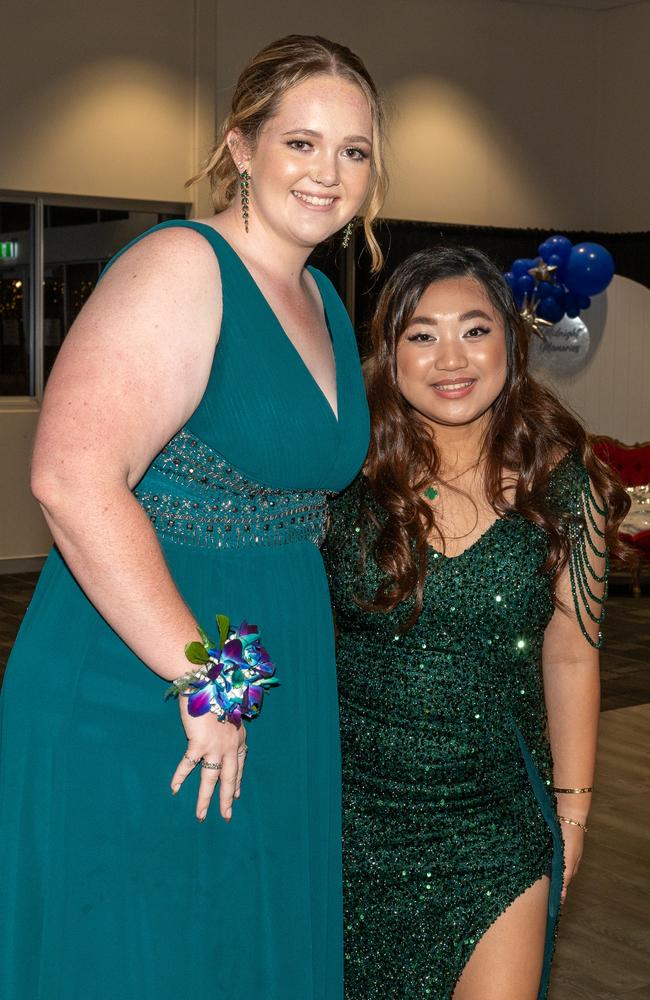 Libby Hood and Janah Dela Cruz at Mackay State High School, Mackay Turf Club Saturday 14 October 2023 Picture: Michaela Harlow