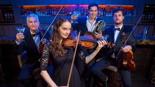 MSO musicians Trevor Jones, Anne-Marie Johnson, Nico Fleury and Chris Cartlidge. Picture: Jake Nowakowski