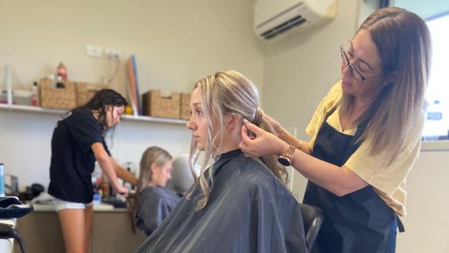 Hairdresser Jenny Miles works from a salon set up in her home south of Ipswich.