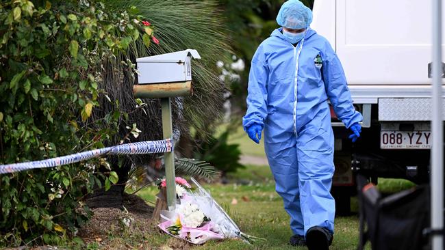 Flowers were placed outside Ms Liu’s Stretton home following her alleged murder. Picture: NCA NewsWire / Dan Peled